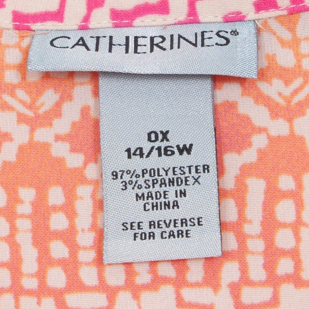 Catherines Womens Aztec Print Button Short Sleeve Top‎ Size 0X Beachy Colorful - Picture 3 of 5